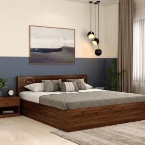 Wooden bed fabricated of MDF wood with anti-scratch, High-pressure Decorative laminated Available in any color of wood